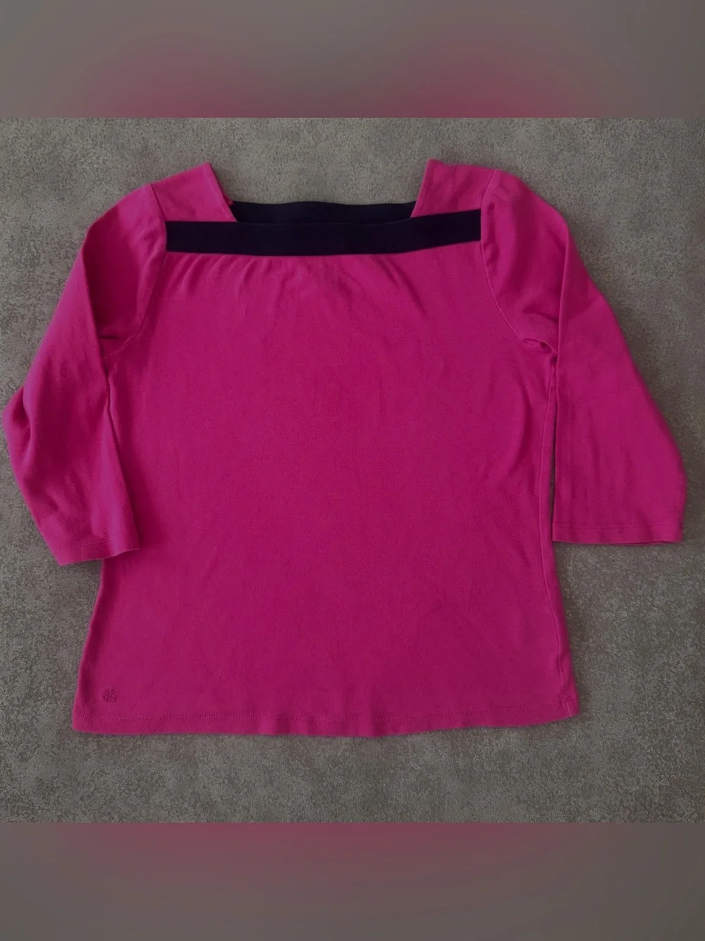 Lauren Ralph Lauren Pink 100% Cotton Square Neck 3/4 Sleeve Top Medium - Picture 5 of 9